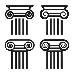 Elegant Ionic Column Vector Set for Architecture and Design.