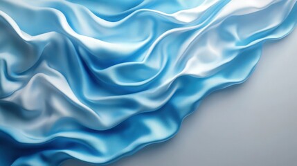Obraz premium Softly Draped Silk: An Elegant Wave of Blue and White Fabric With Subtle Texture and Flow