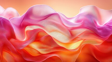 Obraz premium Soft Vibrant Silk Drapery in Pastel Shades of Pink and Orange Flowing Elegantly in Light