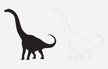 Dinosaur silhouette vector art Illustration Isolated on white background
