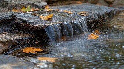 The soft murmur of water flowing over ancient stones forms a meditative sanctuary, where serenity and balance coexist effortlessly.