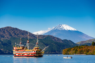 Mount Fuji, Japan. Lake Ashi view in Hakone	