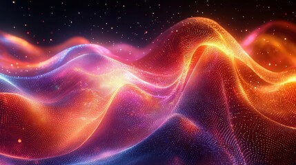 Obraz premium Vibrant Abstract Waves of Light and Color in a Beautiful Digital Landscape