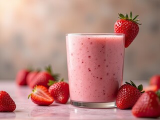 Refreshing Strawberry Smoothie in a Glass