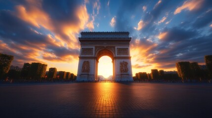 Fototapeta premium Parisian Arc Sunset Triumphal Glory