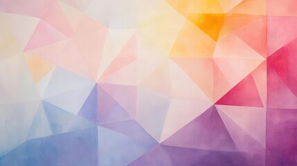 A pastel abstract art piece features soft triangular geometric patterns in various light shades.