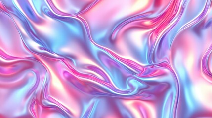 Fototapeta premium A PNG set of shiny, liquid 3D forms styled with holographic colors, featuring an abstract fluid flowing composition.
