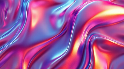 A PNG set of shiny, liquid 3D forms styled with holographic colors, featuring an abstract fluid flowing composition.