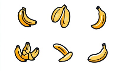 Ripe banana arrangement on a plain backdrop for use in food blog or education