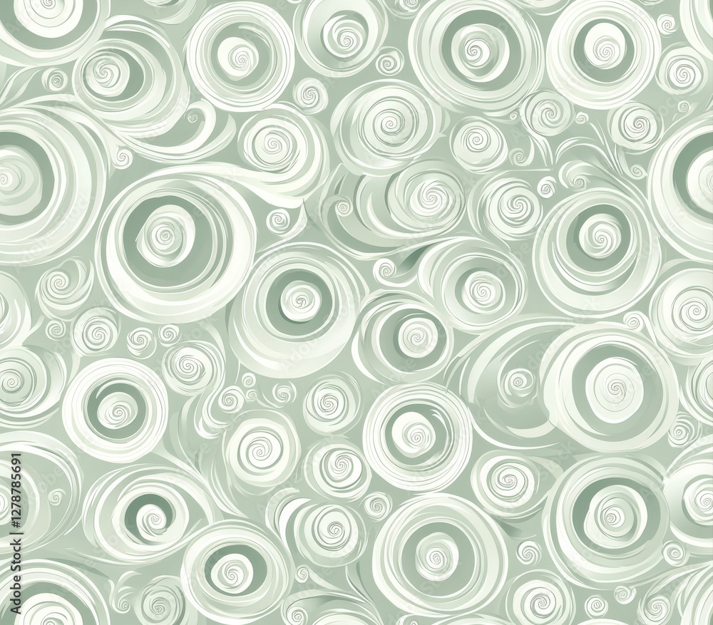 Poster faint swirls of cool gray and soft sage green create calming pattern, seamless pattern style.