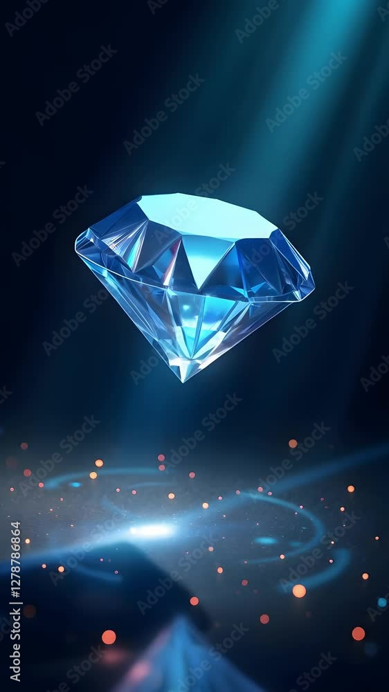 Poster a sparkling diamond floats in a dark space illuminated by soft blue and orange lights, creating an a