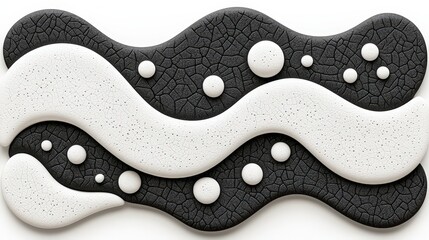 Obraz premium Abstract Texture Design with Black and White Waves and Circular Shapes on a Modern Surface