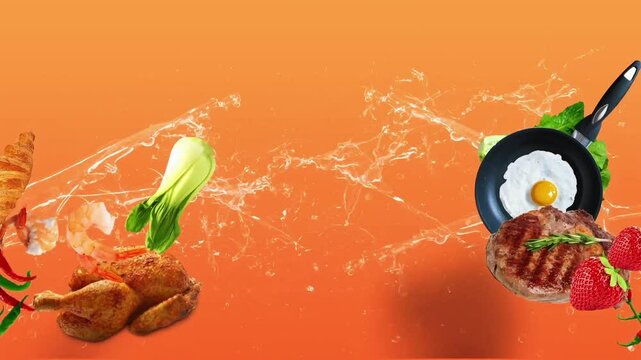 A split-screen video featuring two images of food sizzling in a pan, capturing the cooking process and delicious details.