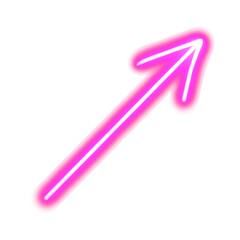 pink purple neon arrow sign isolated on transparent background
