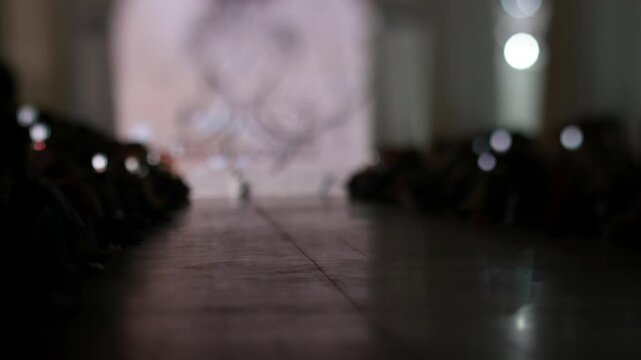 Blur background of Empty Fashion runway, fashion runway out of focus