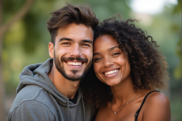 Fototapeta premium a photo of diverse couple smile at camera