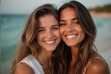 a photo of diverse couple smile at camera