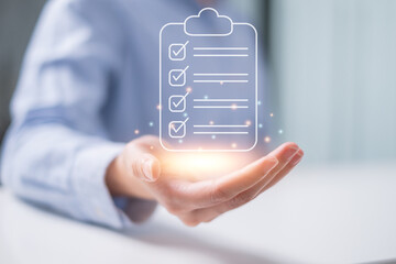 Business checklist quality certification document audit technology concept