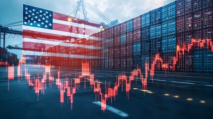 trade war economy conflict tax business finance money raised taxes on imports of goods on Container ship in export and import logistics background 