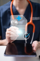 Professional healthcare worker doctor physician medical certificate report concept document