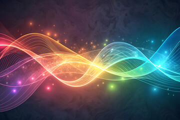 Obraz premium Abstract Visualization of Data with Vibrant Energy Waves and Glowing Lights Overlay, Texture, Background