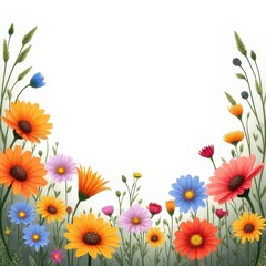 Obraz premium Vibrant Floral Border with Colorful Blossoms