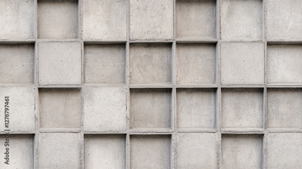 Poster flat lay of exposed concrete panels with grid-like structure, perfect for brutalist architecture the