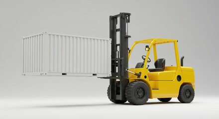 Naklejka premium Forklift Lifting Shipping Container in a Warehouse or Factory Setting