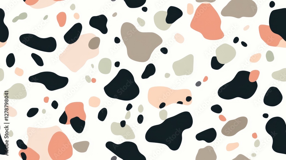 Poster this seamless pattern showcases a vibrant arrangement of abstract shapes and colors, perfect for enh
