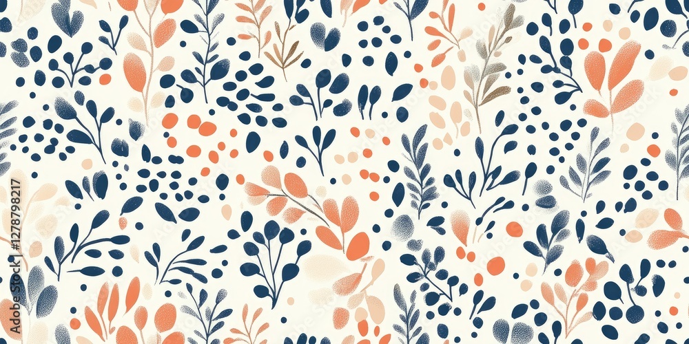 Poster this seamless spring pattern showcases an array of vibrant flowers and leaves in a delightful mix of
