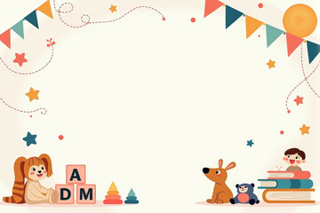 Obraz premium An education-themed background illustration featuring colorful graphics of classrooms, textbooks, and writing tools in a lively design...