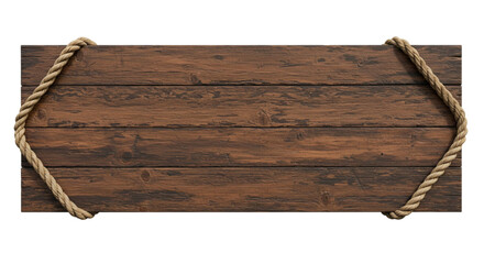 Rustic wooden sign hanging with thick rope knots perfect for your message or design a vintage western or nautical feel

