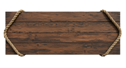 Rustic wooden sign hanging with thick rope knots perfect for your message or design a vintage western or nautical feel
