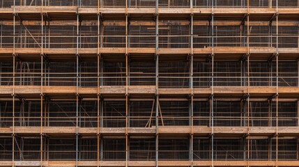 Flat lay of scaffolding braces and locking mechanisms forming a precise engineering pattern.