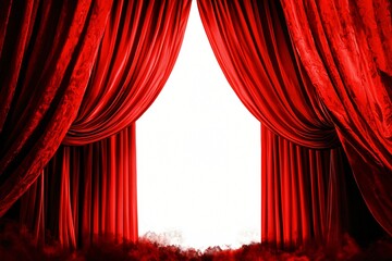 Red velvet curtains stage open reveal (1)