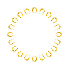 Realistic Gold Lucky Horseshoe vector icon. St. Patrick tradition