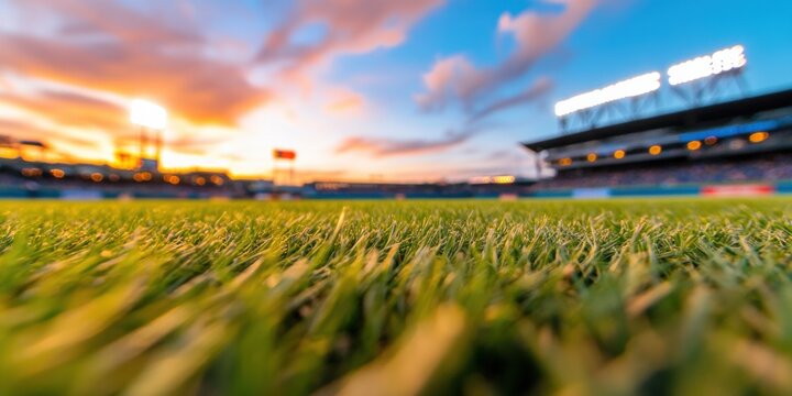 Contemporary Sports Venue LED-Glowing Stadium Architecture with Grass Texture - Professional Arena Marketing and Enhanced Fan Experience - Powered by Adobe