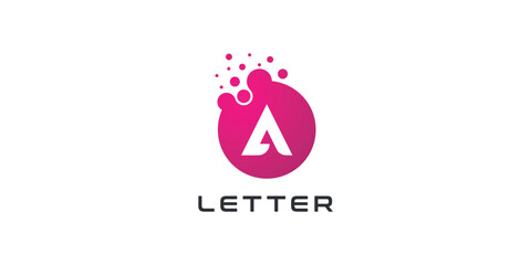 Dot logo, letter A dots logo design vector