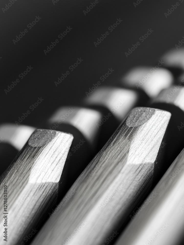 Poster monochrome minimalism precision metal mechanical pencils for engineering mastery - luxury design and
