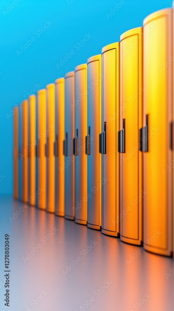 Aufkleber Vibrant Data Center Aesthetic Sleek Server Rack Row and Networking Gear in Climate-Controlled Hub - Modern Cloud Design for Tech Innovation and Digital Storage Efficiency