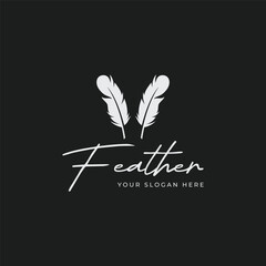 Luxurious author's feather design logo with creative ideas. Inspired by the author, quill feather.