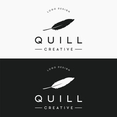 Luxurious author's feather design logo with creative ideas. Inspired by the author, quill feather.