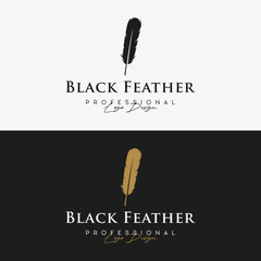 Luxurious author's feather design logo with creative ideas. Inspired by the author, quill feather.