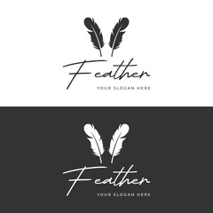 Luxurious author's feather design logo with creative ideas. Inspired by the author, quill feather.