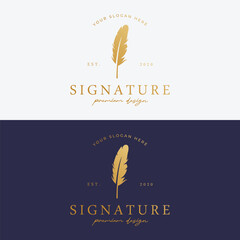 Luxurious author's feather design logo with creative ideas. Inspired by the author, quill feather.