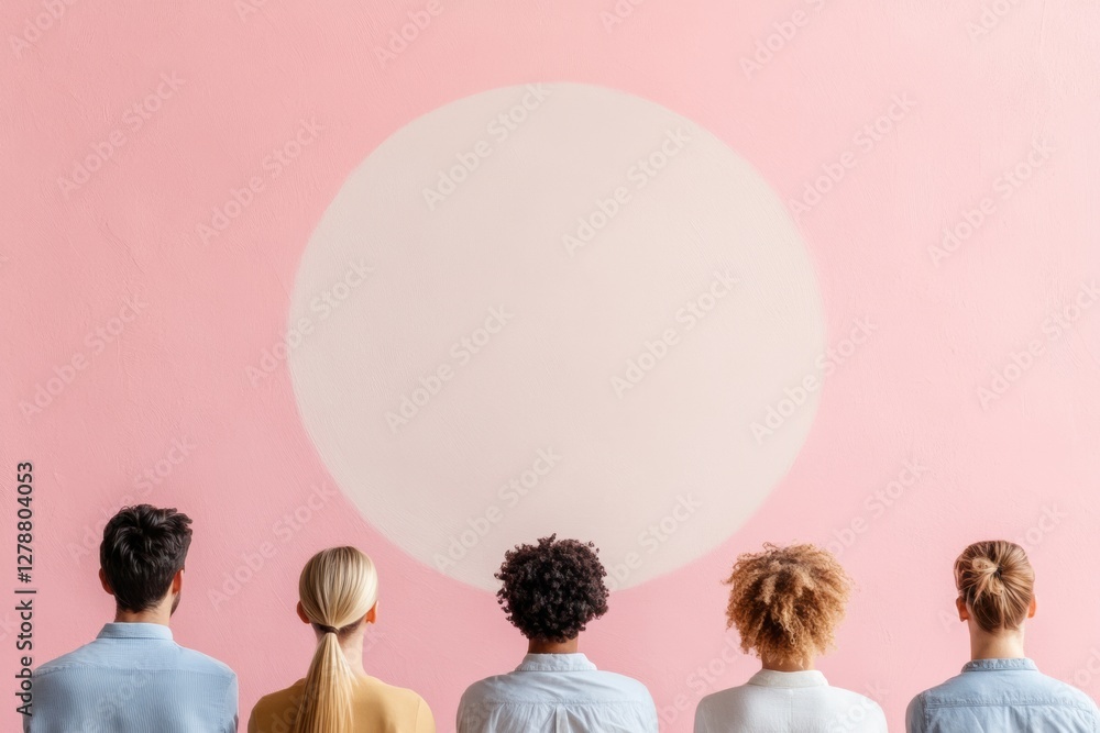 Leinwandbilder Pastel Minimalism in Collaborative Learning Interactive Diversity Workshop with Circular Seating in Bright Room - Enhancing Engagement in Modern Education Spaces