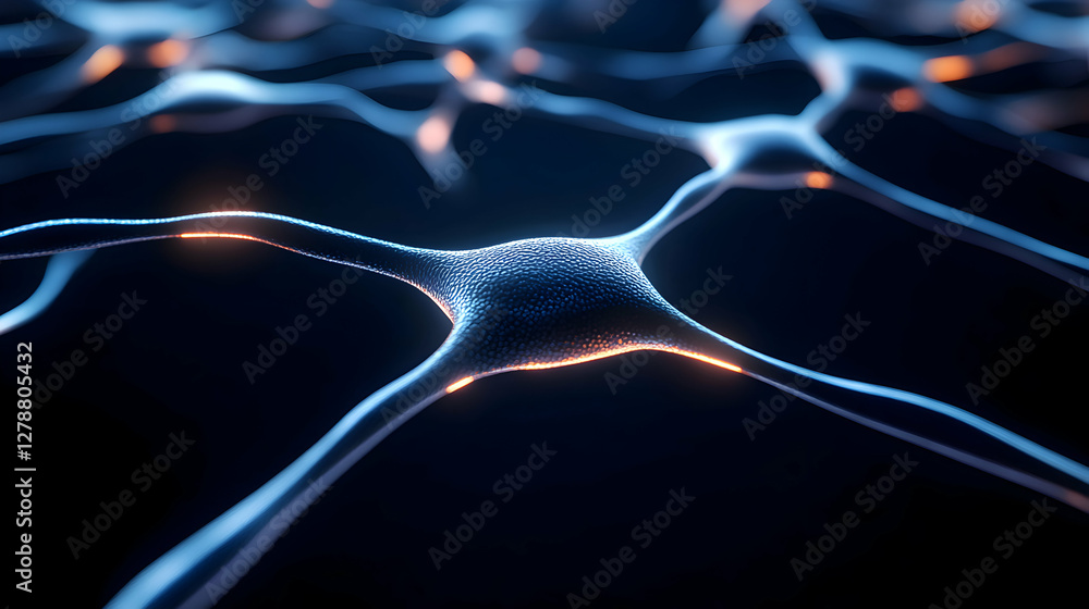 Poster an abstract representation of neurons with glowing connections, showcasing the intricate network of 