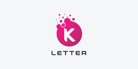 Dot logo, letter K dots logo design vector