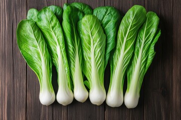 Artisan Vegetable Display Fresh Bok Choy on Rustic Dark Wood - Culinary Education Visuals and Gourmet Cooking Tutorials for Modern Kitchen Mastery