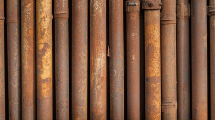 Top-down view of scaffolding pipes with rusted edges, showing signs of use.